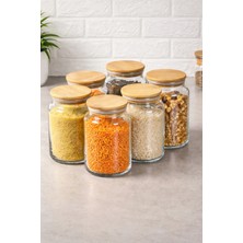 Naturelove 6'lı Bambu Kapaklı Vakumlu Cam Kavanoz - Baharat Takımı 1000 ml
