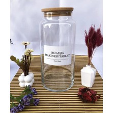 Naturelove Bulaşık Tablet Kavanozu Cam 1440 ml Ahşap Kapaklı