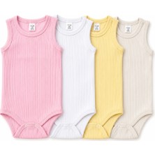 Bulut Anne ve Çocuk Askılı Çıtçıtlı Body 4'lü Paket Renkli Raporlu Esnek Kumaş 3-6 Yaş Kız Set/erkek Set