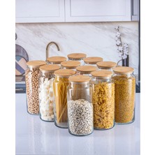 Naturelove Etiketli, 12'li Vakumlu Kapaklı Büyük Boy 1300ML Kavanoz Takımı