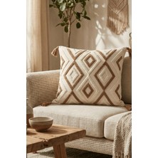Destiva Home Etnik Geometrik Desenli Püsküllü Pamuk Gizli Fermuarlı Punch Kırlent Kılıfı 42X42CM