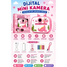 Vothoon Dinozor Tasarımlı Anında Baskılı Çocuk Fotoğraf Makinesi 1080P Dijital Çocuk Kamerası