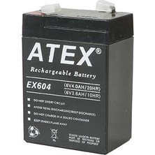 Atex AX604 6V 4AH Bakımsız Kuru Akü Uzun Süreli Kullanım İçin Dayanıklı Tasarım