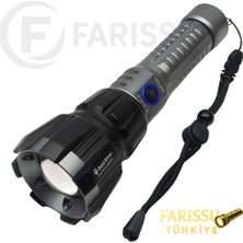 farissu Gold Silver GS-15950 60W 6000 Lümen Profesyonel Şarjlı El Feneri - 1.5 Km Menzilli Zoomlu Avcı Feneri