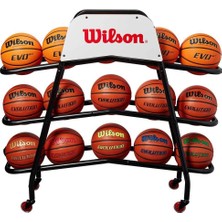 Wilson Deluxe, 15 Toplu Basketbol Arabası Top Sepeti Standı Rafı WTB181800 (Toplar Ayrıca Satılır)