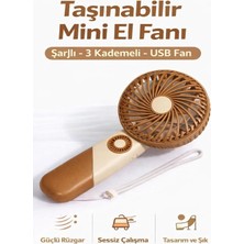 İnovaxis Taşınabilir Mini El Fanı Şarjlı 3 Kademeli USB Fan Sessiz Güçlü Rüzgar Vantilatör