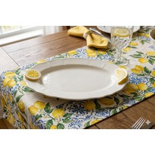 Kare Home 🍋akdeniz Esintisi Limonlu Porselen 30 cm Oval Servis Tabağı I Dekoratif Sunum Tabağı
