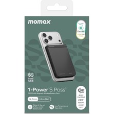 Momax İP163Q22D Power S.pass2 10000 Mah Qi2.2 Yari Ssb Magsafe Powerbank Siyah