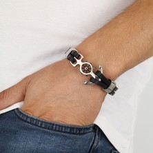 Sibelya Aksesuar % 100 Deri̇ '' Gemi̇ Dümeni̇ '' Fi̇gürlü Vi̇ki̇ng Mjolnir Bileklik 21 cm EBI_8227