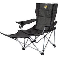 Funky Chairs Lazy 4 Katlanabilir Kamp ve Plaj Sandalyesi – Ayak Uzatmalı, 3 Kademeli Şezlong, Yastıklı, Bardaklıklı -Antrasit