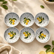 Sarkap Home 10 cm Çap Beyaz Dondurmalık ve Çerezlik Seti 6'lı Lemon Design Metal Malzeme