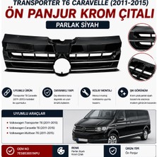 Artea 7E5853651NPU Volkswagen Transporter T6 Caravelle Ön Panjur Krom Çıtalı Parlak Siyah 2011-2015 Uyumlu