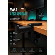 NovaPrint Vidalı Masa Kenarı Kulaklık Askılığı – Masa Askı Aparatı – Kulaklık ve Çanta Tutucu Masa Düzenleyici