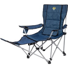 Funky Chairs Lazy 4 Katlanabilir Kamp ve Plaj Sandalyesi – Ayak Uzatmalı, 3 Kademeli Şezlong, Yastıklı, Bardaklıklı -Lacivert