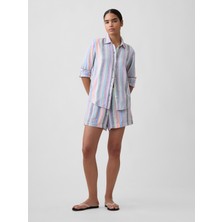 Gap Kadın Çok Renkli 4" High Rise Pull-On Keten Karışımlı Şort