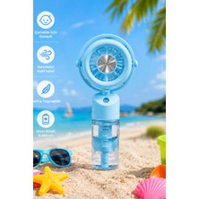 Blackbird Game Center Glr K09 Mavi Şarjlı Sulu Mini Vantilatör 3 Kademeli Taşınabilir El Fanı, Nemlendiricili Buharlı Fan