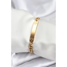 Pazarcan 316L Çelik Gold Renk Yazı Yazmaya Uygun Kadın Bileklik