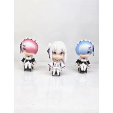 Re:zero Emilia Rem Ram 3'lü Figür Seti 9 cm Anime Koleksiyon Dekoratif Pvc Figür