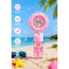 Blackbird Game Center Glr K09 Pembe Şarjlı Sulu Mini Vantilatör 3 Kademeli Taşınabilir El Fanı, Nemlendiricili Buharlı Fan