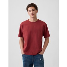 Gap Erkek Koyu Kırmızı Vintagesoft Boxy T-Shirt