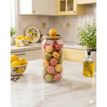 Kare Home Bambu Kapaklı Vakumlu Büyük Boy Cam Kavanoz (1300 Ml) Limon Detaylı