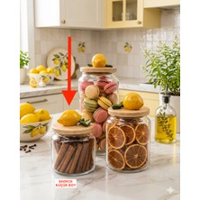 Kare Home Bambu Kapaklı Vakumlu Küçük Boy Cam Kavanoz Seti (500 Ml) Limon Detaylı