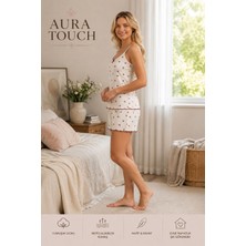 Aura Touch Manolya Kaşkorse Sortlu Askılı Kiraz Desenli Pijama Takımı