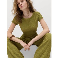 Marks & Spencer Dokulu Kumaş Kısa Kollu Bluz