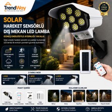 Mersi Shop Solar Hareket Sensörlü Dış Mekan LED Lamba Uzaktan Kumandalı Güneş Enerjili Aydınlatma