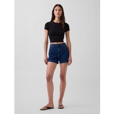 Gap Kadın Koyu Mavi 3.5" High Rise Sailor Relaxed Straight Denim Şort