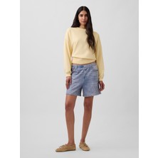 Gap Kadın Açık Mavi 5" Mid Rise Baskılı Tknit Denim Easy Şort