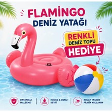intex Şişme Pembe Flamingo Deniz Yatağı – 178X135X97 cm | Tutma Kulplu Dev Havuz Oyuncağı ( Deniz Topu Hediyeli )
