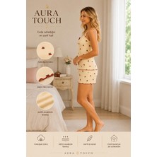 Aura Touch Manolya Kaşkorse Kiraz Desenli Sortlu Askılı Pijama