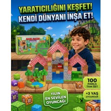 Minecraft Tarzı Manyetik Bloklar - 100 Parça Büyük Boy Eğitici Oyuncak Seti 3+ Yaş Çocuklar Için