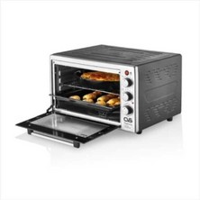 Asvera Gurme Inox 40 Litre Turbo Fanlı Midi Fırın - Işıklı 320 Derece Termostatlı Iki Tepsili Fırın