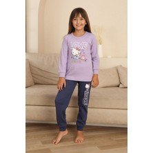 Miniğimin Cicileri Hll Kty Love  Baskılı Kız Çocuk Pijama takımı - Lila