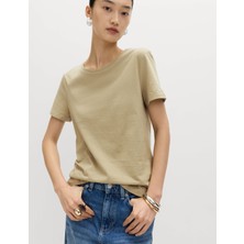 Marks & Spencer Saf Pamuklu Yuvarlak Yaka T-Shirt