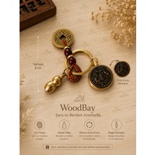 WoodBay Şans ve Bereket Anahtarlık Döner Madalyonlu Çin Paralı Feng Shui Anahtarlık 8 cm Dekoratif Tılsım