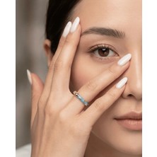 Eva Takı Store Badiya Kore Kübik Zirkonya Taşlı Turkuaz Mineli Kuyum Işçiliği Ayarlanabilir Yüzük