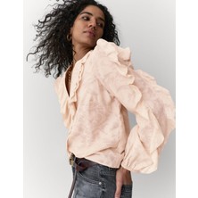 Marks & Spencer Çiçekli Fırfır Detaylı Bluz