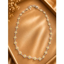 Jammy Jewerly Papatya Detaylı Gümüş Renk Kolye