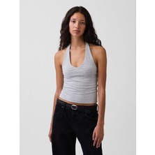 Gap Kadın Gri Closeknit Halter Crop Bluz