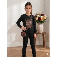 Stsahra  Kız Çocuk Siyah Sweatshirt