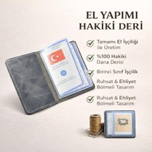 Vuralsin38 Gaga Hakiki Deri Ruhsat Kabı – El Yapımı Araç Evrak Cüzdanı ve Ruhsat Kılıfı, Günlük Kullanım Için Ince ve Dayanıklı Tasarım, Ehliyet ve Belgeler Için Şeffaf Bölmeli Kompakt Organizer - Gri