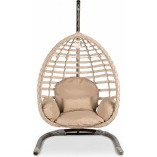 Rattan Bahçe Salıncağı Tek Kişilik Minderli Balkon ve Teras Salıncağı
