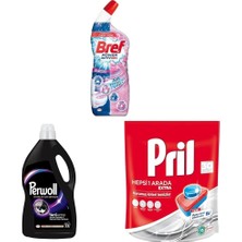 Vuralsin38 Wc Power Aktiv Jel Çiçek Kokulu) +  Siyahlar Için Hassas Sıvı Çamaşır Deterjanı 4 L 1 Paket (1 x 4000 Ml) + Pril Hepsi Bir Arada Tablet