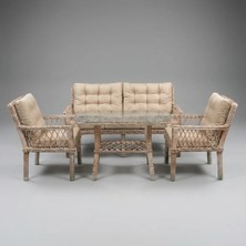 Rattan Bahçe Oturma Takımı Minderli Masa ve Koltuk Takımı
