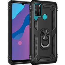 Fırsatkolik Mey Ithalat®  Huawei Y6P Kılıf Sofya Yüzüklü Silikon Kapak - Siyah
