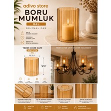 Adivo Store Bal Renk Boru Mumluk ve Yedek Avize Camı 14 cm x 9 cm Orijinal Cam