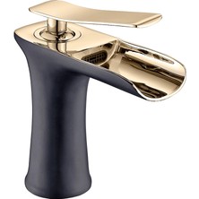LPD Siyah / Gold Şelale Akışlı Lavabo Bataryası - Özel Seri